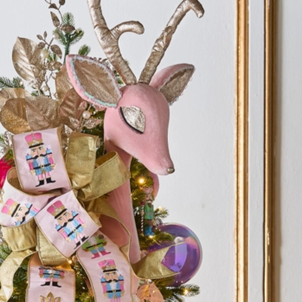 Raz 26" Pink Deer Mount Christmas Wall Decoration 4614042