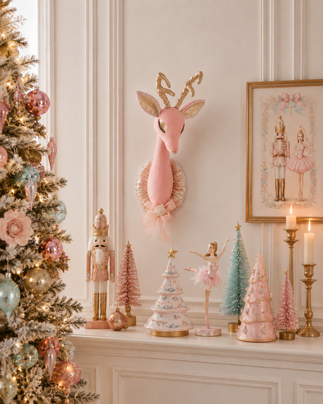 Raz 26" Pink Deer Mount Christmas Wall Decoration 4614042 -3