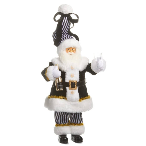 Raz 18" Black and White Champagne Santa Christmas Decoration 4615518 