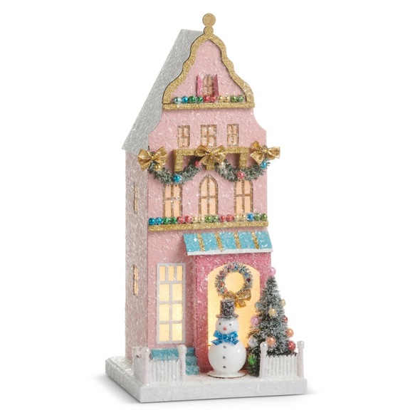 Raz 15" Pink Lighted Paper House Christmas Decoration 4615531 -2