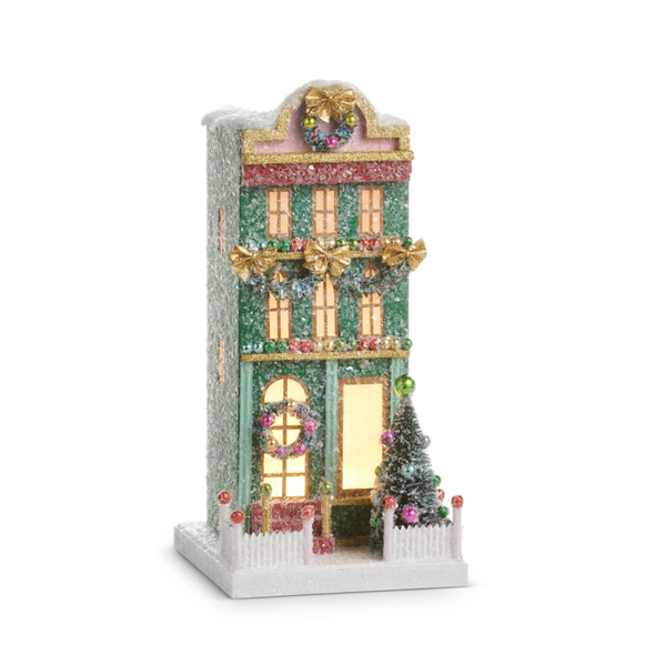 Raz 12.5" Green Lighted Paper House Christmas Decoration 4615532 -2