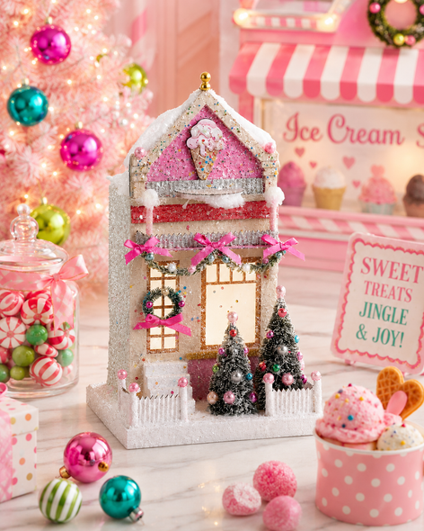 Raz 12" Lighted Paper Ice Cream Shop Christmas Home Decoration 4615534-2