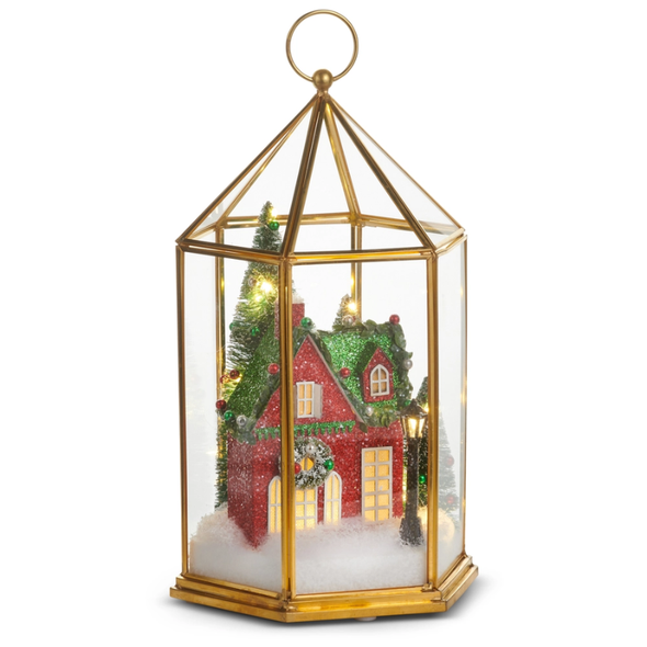 Raz 11.5" Lighted Christmas House Terrarium Table Decoration 4615556