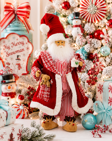 Raz 18" Lounging Pajama Santa Christmas Figure 4615567