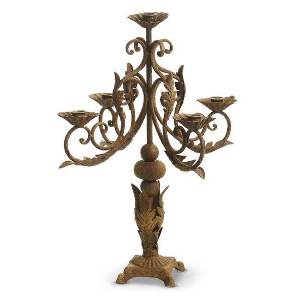 Raz 19.75" Antique Gold Candelabra  Taper Christmas Candle Holder 4615811