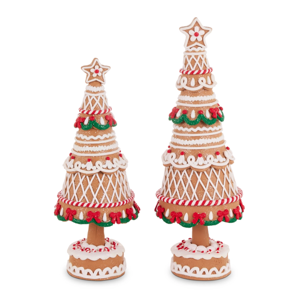 Raz 15.5" Greenery Gingerbread Trees Christmas Decoration 4616400