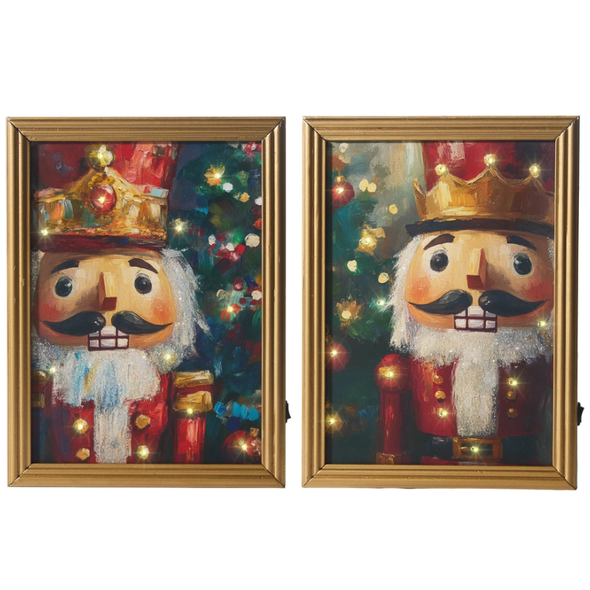 Raz 14" Set of 2 Framed Holiday Nutcracker Lit Print Christmas Wall Decor 4616450 -2