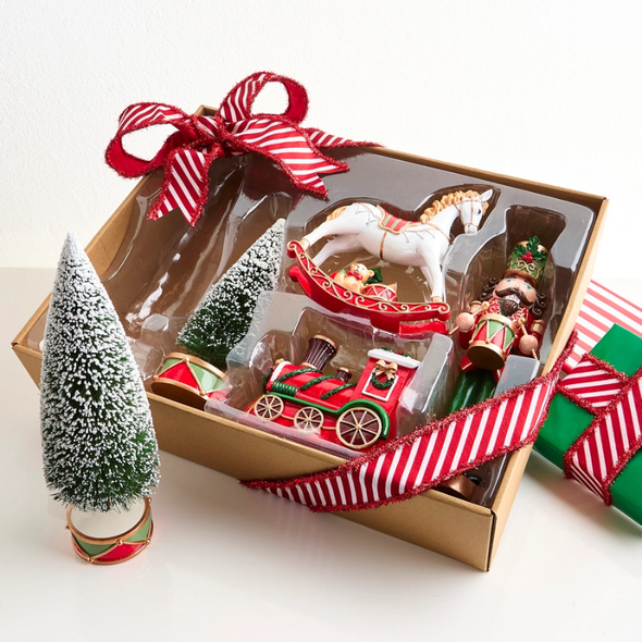 Raz 10" Rocking Horse and Train Scene Christmas Home Decor 4617744
