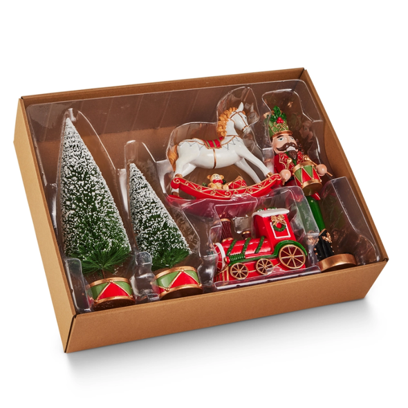 Raz 10" Rocking Horse and Train Scene Christmas Home Decor 4617744 -2