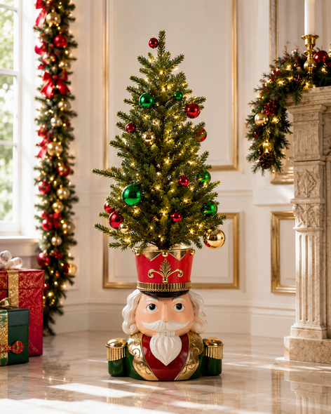 Raz 46" Nutcracker Tree Stand with Lighted Tree Christmas Decoration 4617746-2