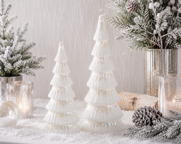 Raz Iridescent Snowy Trees Christmas Figure 4624676-2