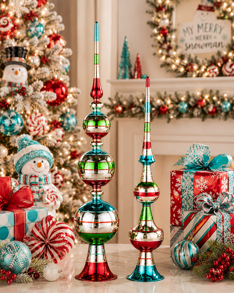 Raz 27" or 33" Large Multicolor Glass Standing Finial Christmas Decoration  -6