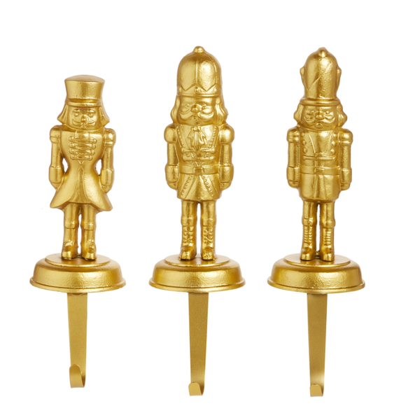 Raz 12.5" Gold Nutcracker Christmas Stocking Holders 4628079