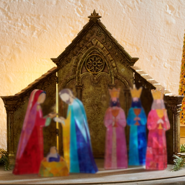 Raz 12" Gold Folding Creche Nativity Manger Christmas Decoration 4630516 -2