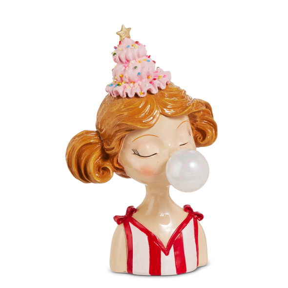 Raz 8.75" Girl Blowing Bubble Christmas Figure 4630524