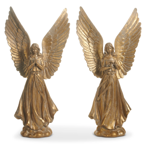 Raz 17" Gold Angels Set of 2 Christmas Home Decoration 4630531 -2