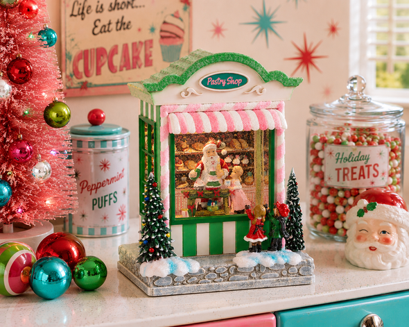 Raz 9" Treat Time Lighted Bakery Christmas Water Globe 4640532-2