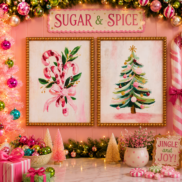 Raz 21" Set of 2 Sugar and Spice Holiday Wall Art Christmas Signs 4644566-2