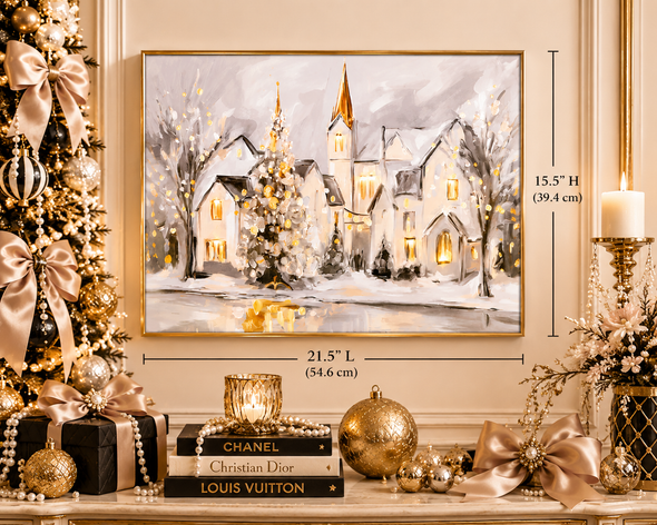 Raz 21.5" Picture Perfect Town Christmas Framed  Wall Art Picture 4657344-2