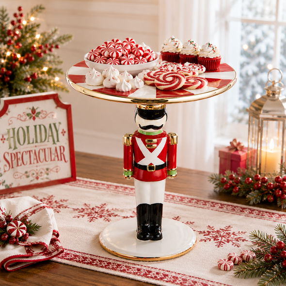 Raz 13" Toy Soldier Tiered Server Christmas Decoration 4657611-2