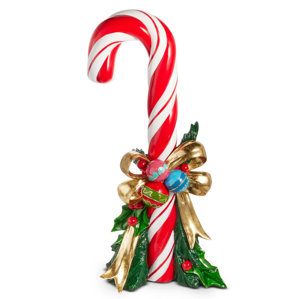 Raz 43" Large Candy Cane with Bow and Ornaments Christmas Decoration 4657623