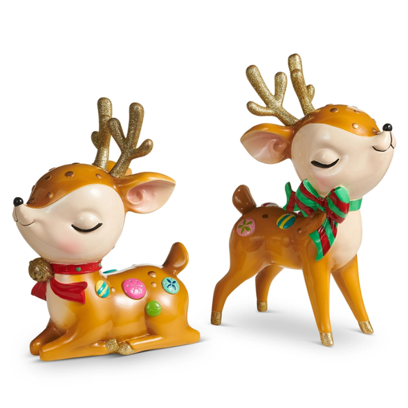 Raz Set of 2 Whimsical Decorated Reindeer Christmas Decoration 4657652 -2