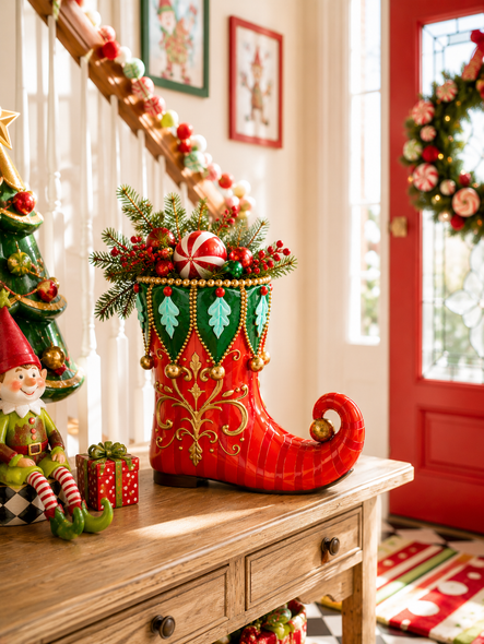 Raz 17" Elf Shoe Planter Christmas Decoration 4657672-2