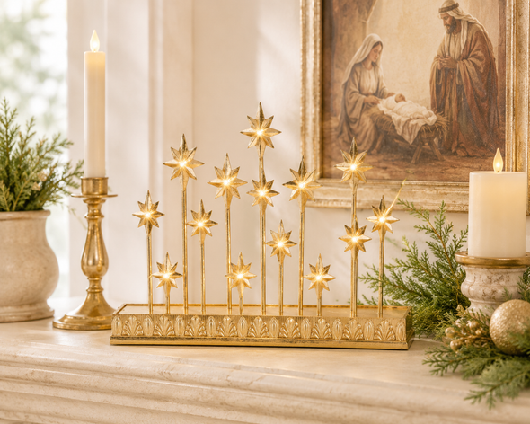 Raz 11" Lighted Gold Star Mantel Christmas Decoration 4657676 - 2