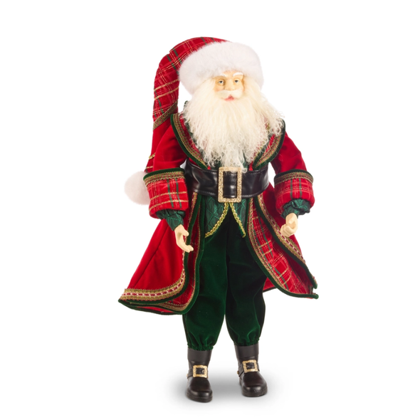 Raz 27.5" Large Red Plaid Santa Christmas Figure 4657687