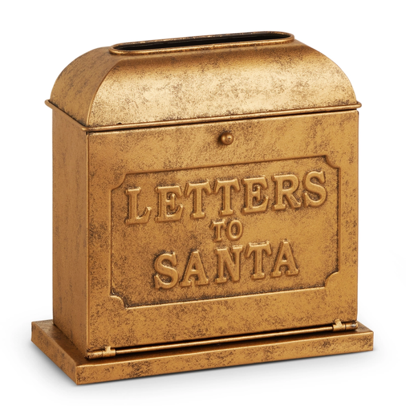 Raz 9.5" Gold Metal Letters to Santa Mailbox Christmas Decoration 4659224