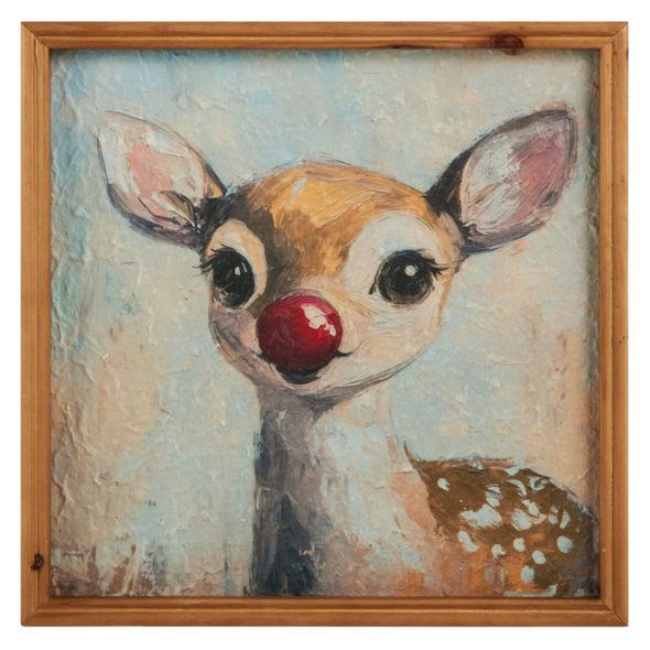 Raz 12" Red Nosed Wonder Reindeer Wall Art Christmas Sign 4659246