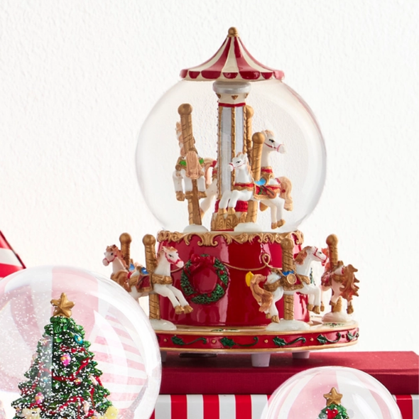 Raz 8" Animated Musical Carousel Water Globe Christmas Decoration 4671357