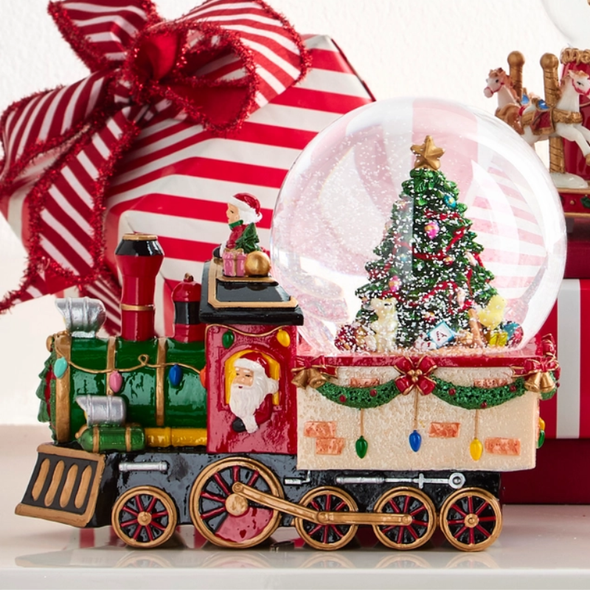 Raz 8.5" Musical Train Water Globe Christmas Decoration 4671365