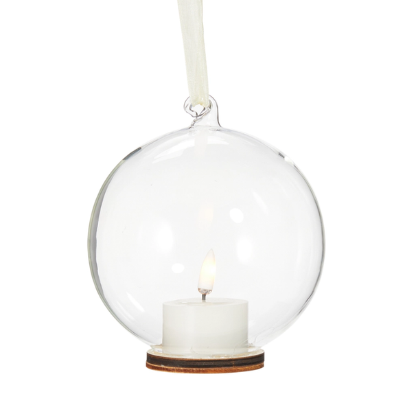 Raz 5.5" Clear Ornament with Ivory Tealight Christmas Candle 4559441 -2