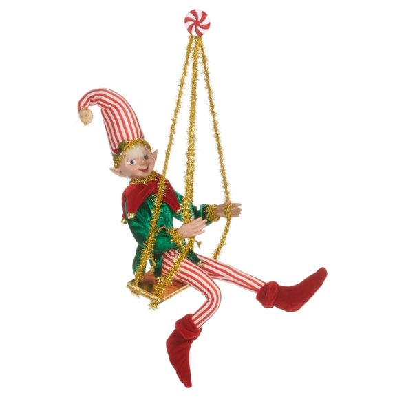 Raz 23" Holiday Trapeze Posable Elf Christmas Ornament 4602312 -2