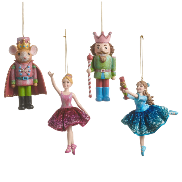 Raz 5.5" Set of 4 Nutcracker Suite Character Christmas Ornament 4607026