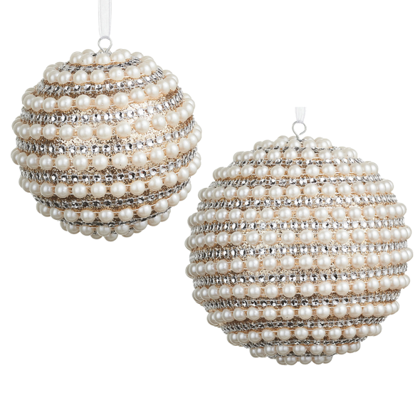 Raz 4" or 5" Pearled Ball Christmas Ornament