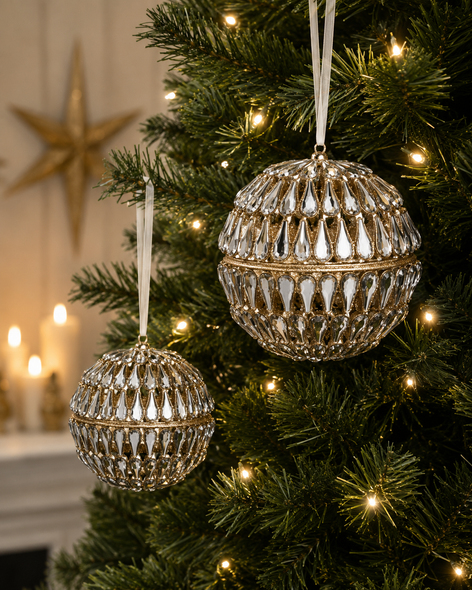 Raz 5" or 6.5" Jewel Ball Christmas Ornament-6