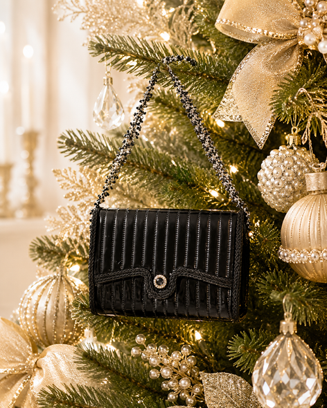 Raz 5.5" Black Purse Christmas Ornament 4614011-2