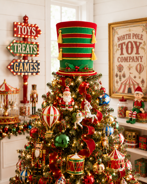 Raz 10.75" Red Ringmaster Hat Christmas Tree Topper or Figure 4616097-2