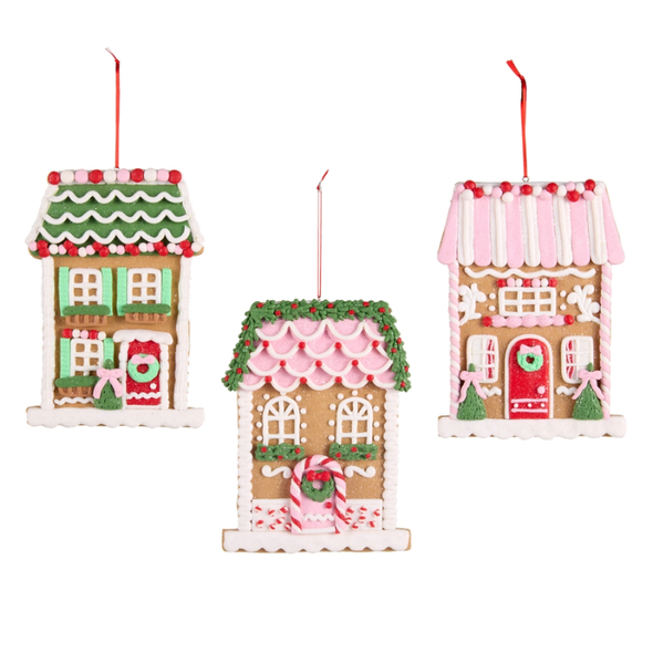 Raz 7" Set of 3 Gingerbread Patisserie House Christmas Ornaments 4616426