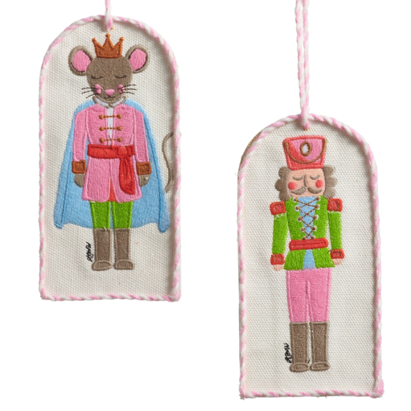 Raz 6" Set of 2 Pastel Nutcracker Ballet Needlepoint Christmas Ornament 4616445 -2