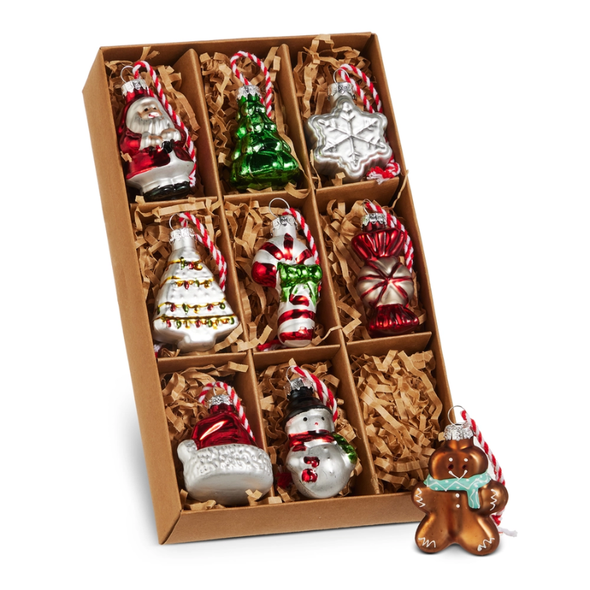 Raz 2" Box of Christmas Icon Glass Christmas Ornaments 4619184
