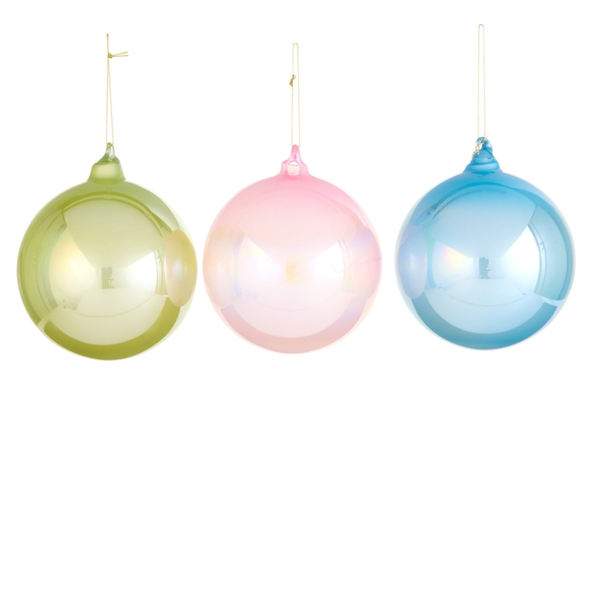 Raz 5" Set of 3 Pearlized Ball Glass Christmas Ornament 4622929