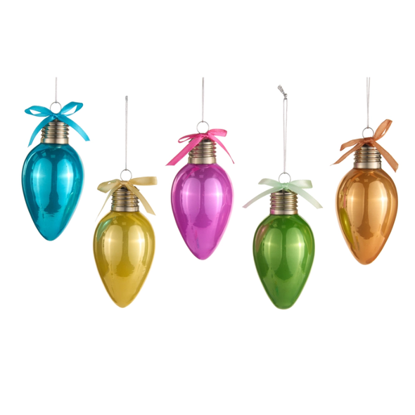 Raz 4.5" Set of 5 Neon Light Bulb Glass Christmas Ornament 4622972 -2