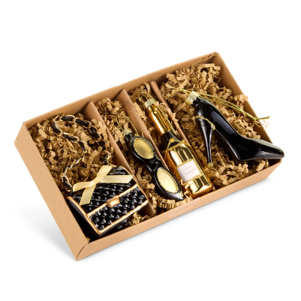 Raz 3.5" Box of Glam Girl Glass Christmas Ornaments 4623021