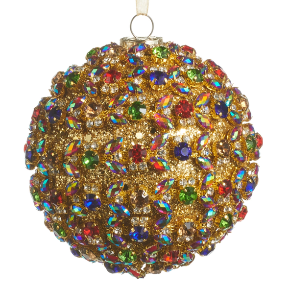 Raz 4" Multi Jewel Crusted Gold Ball Christmas Ornament 4624621