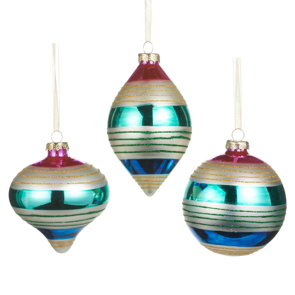 Raz 4" Glitter Striped Vintage Inspired Christmas Ornament 4624634