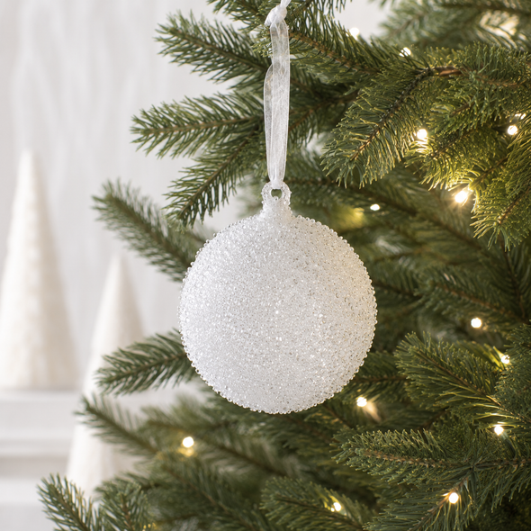 Raz 4.5" Ice Crusted Ball Glass Christmas Ornament 4624672-2