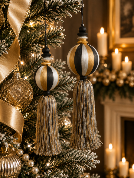 Raz 3" or 4" Champagne Yarn Tassel Ball Christmas Ornament-6